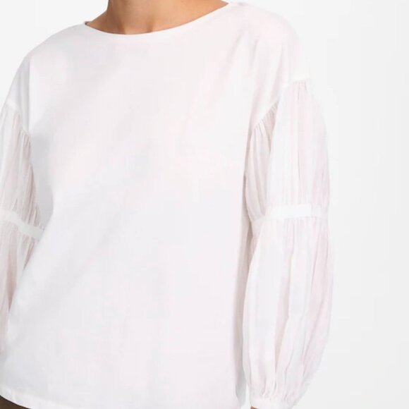 NWT Madewell White Puff-Sleeve Drop-Shoulder Knit Top - Extra Small - Picture 12 of 13